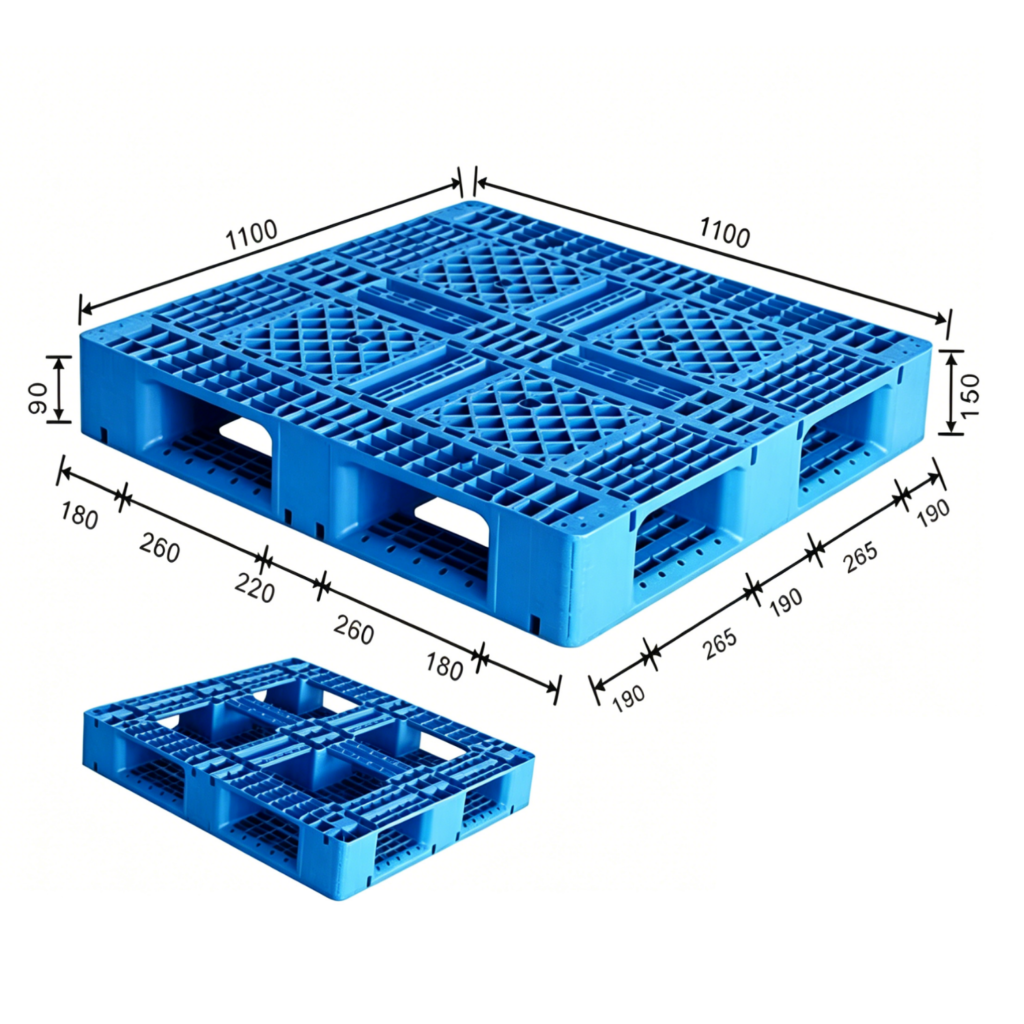 1100 x 1100 6 Runner Plastic Pallets