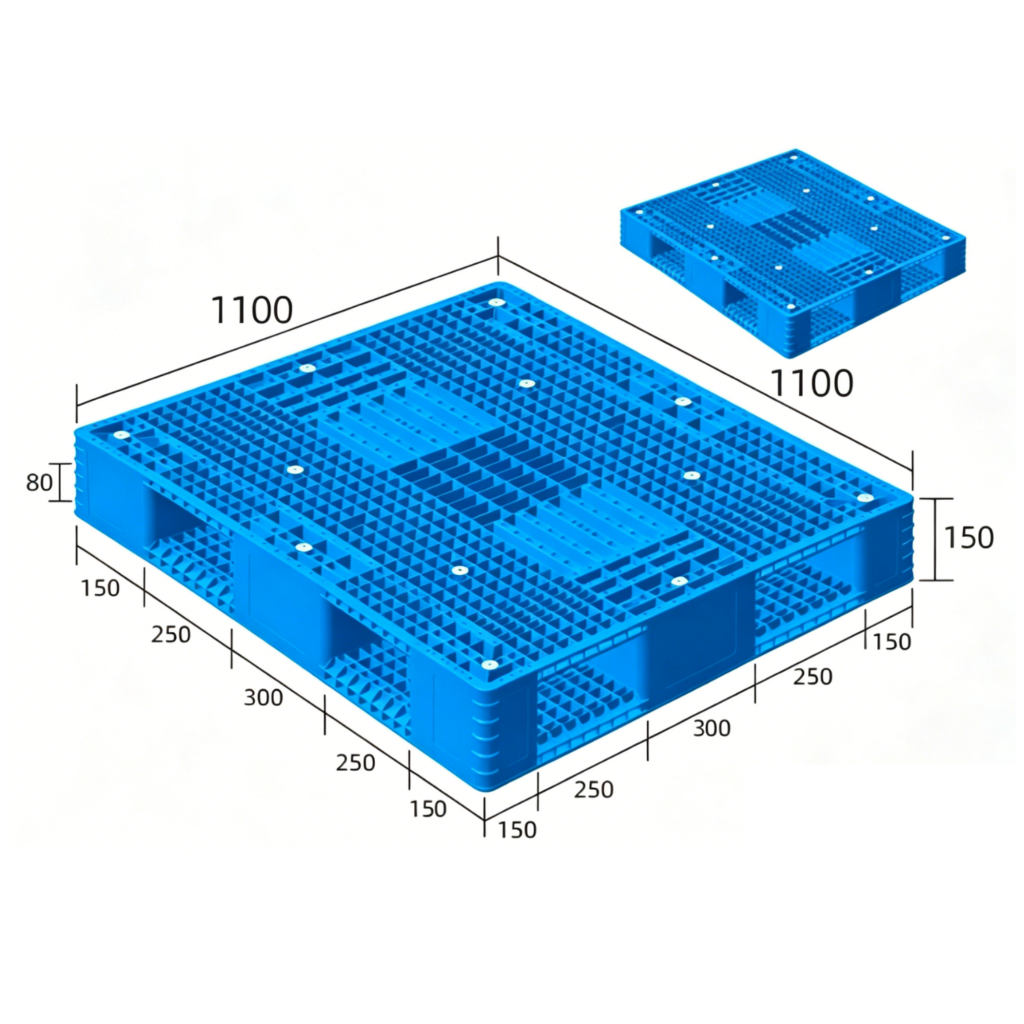 1100 x 1100 reversible plastic pallets
