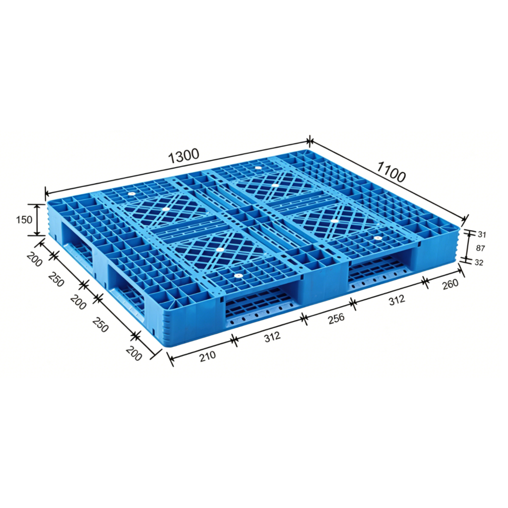 1300 x 1100 6 runner plastic pallets