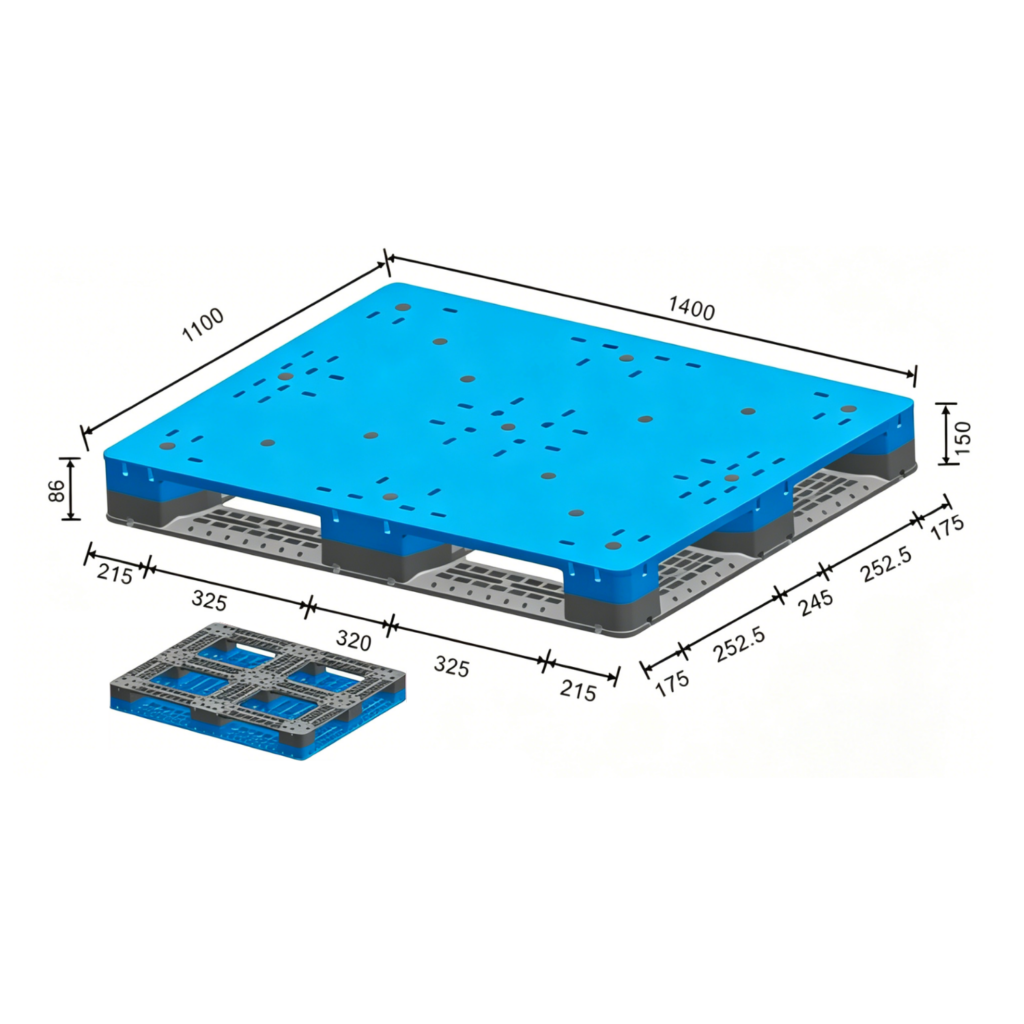 1400 x 1100 6 runner plastic pallets