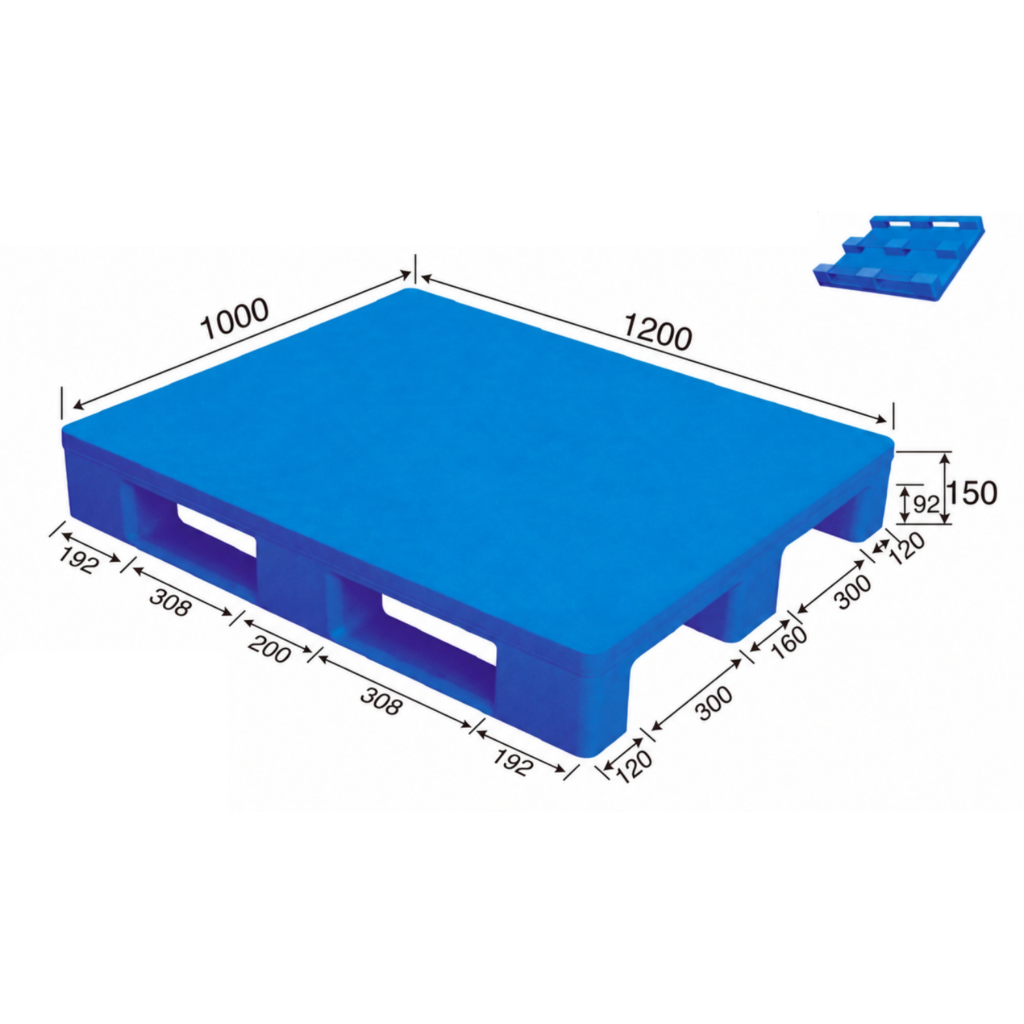 1200 × 1000 × 150 mm Solid Top 3-Runner Pallet
