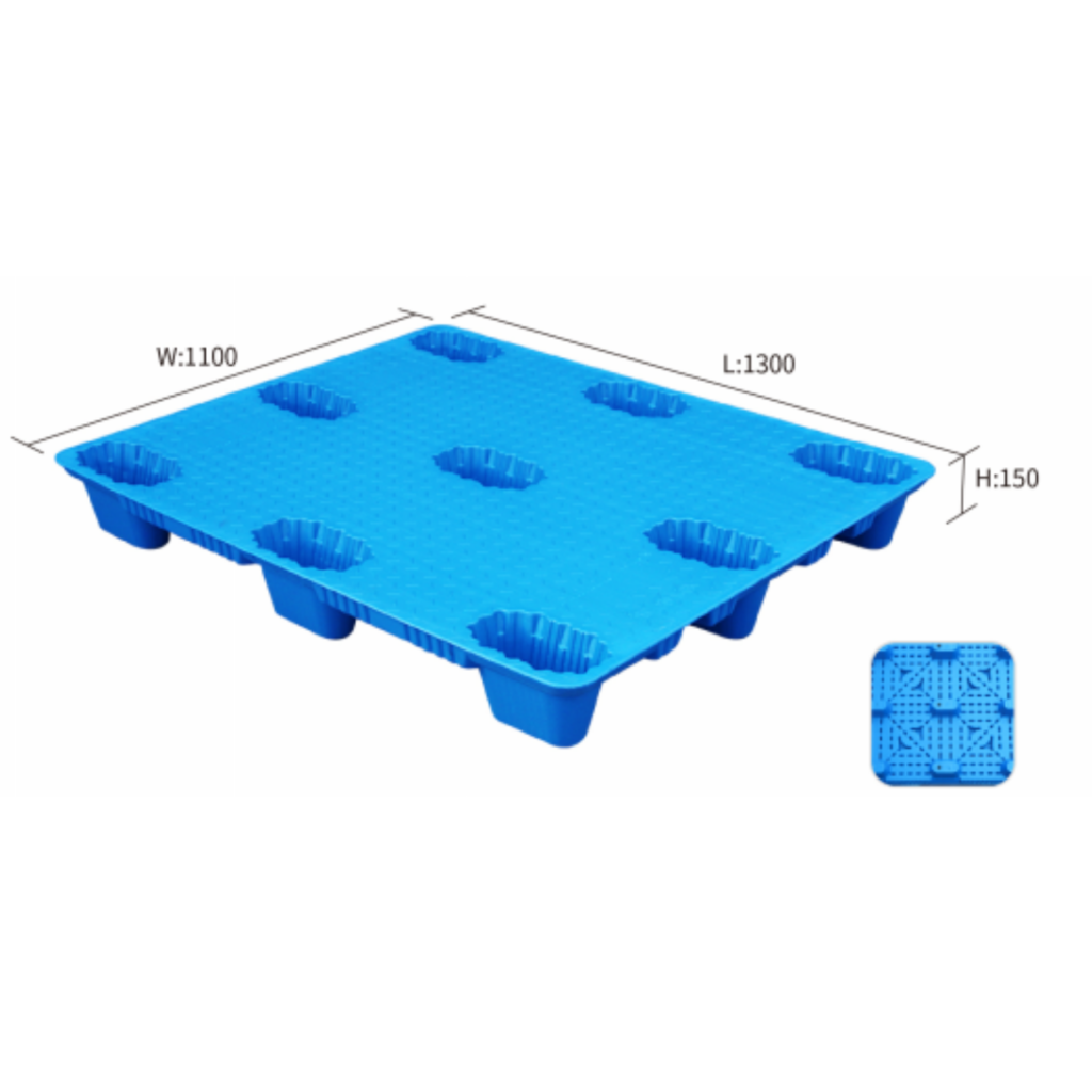 1300 × 1100 × 150 mm Blow Molded Flat Top Pallet