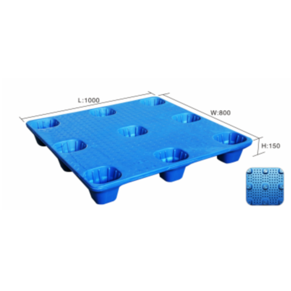 1000 x 800 9 Leg Blow Molded Single Face Pallet