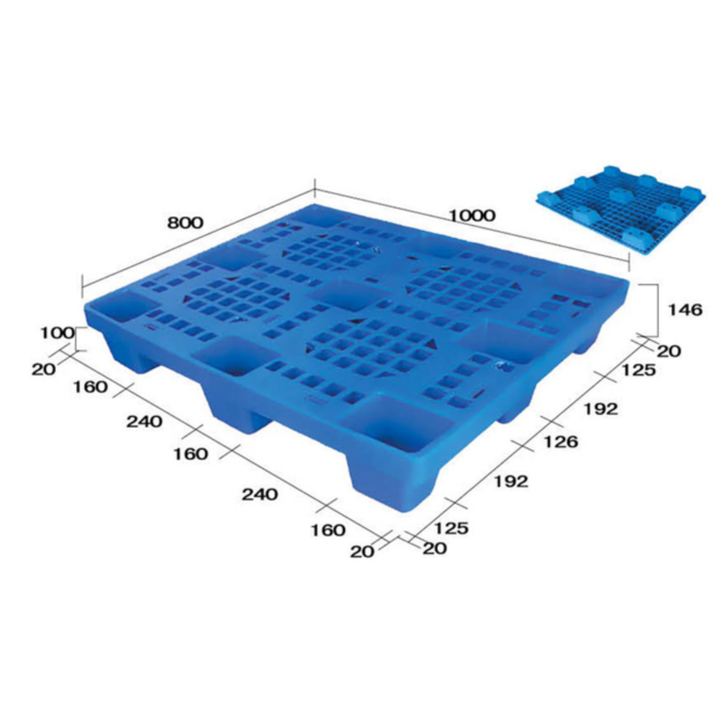 1000 x 800 Single Sided Plastic Floor Pallet Ultra Lightweight