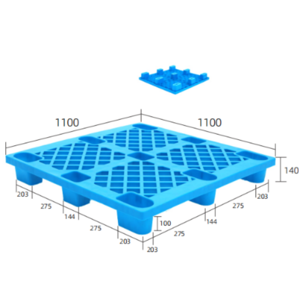 1100 x 1100 9 Legs Grid Surface Nestable Plastic Pallets