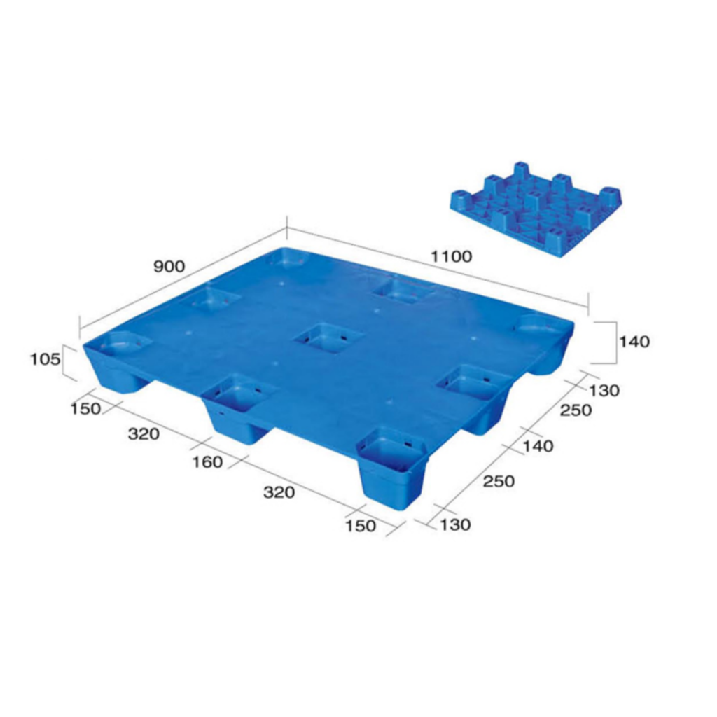 1100 x 900 Flat Surface Nestable Plastic Pallets Ultra Lightweight