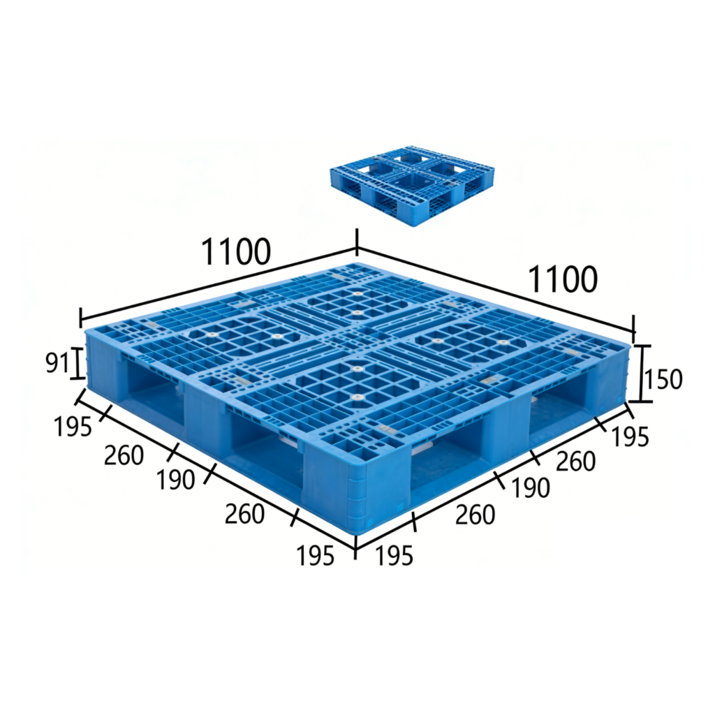 1100 x 1100 Stackable Full Perimeter Plastic Pallet