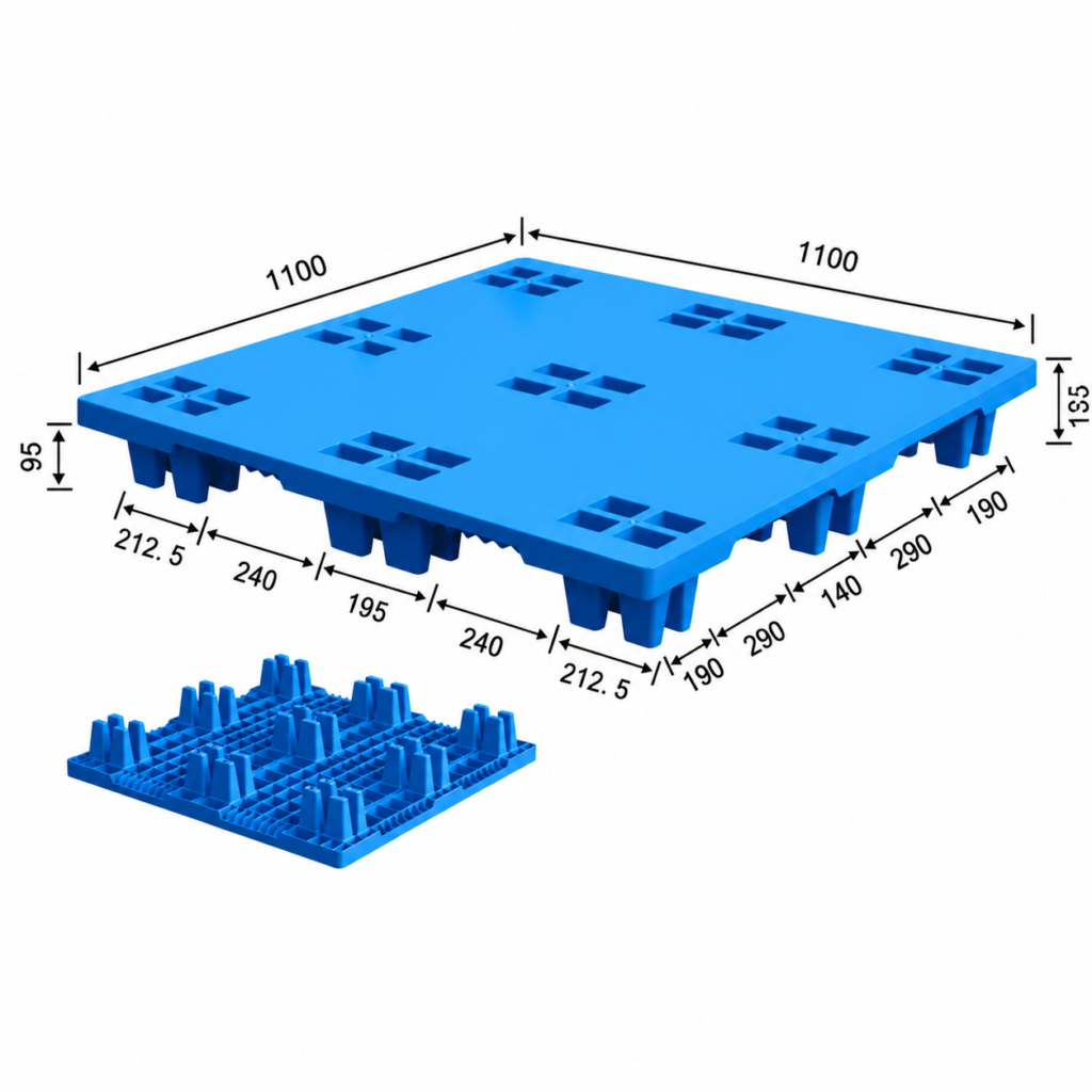 1100 × 1100 Single Face Export Plastic Pallet