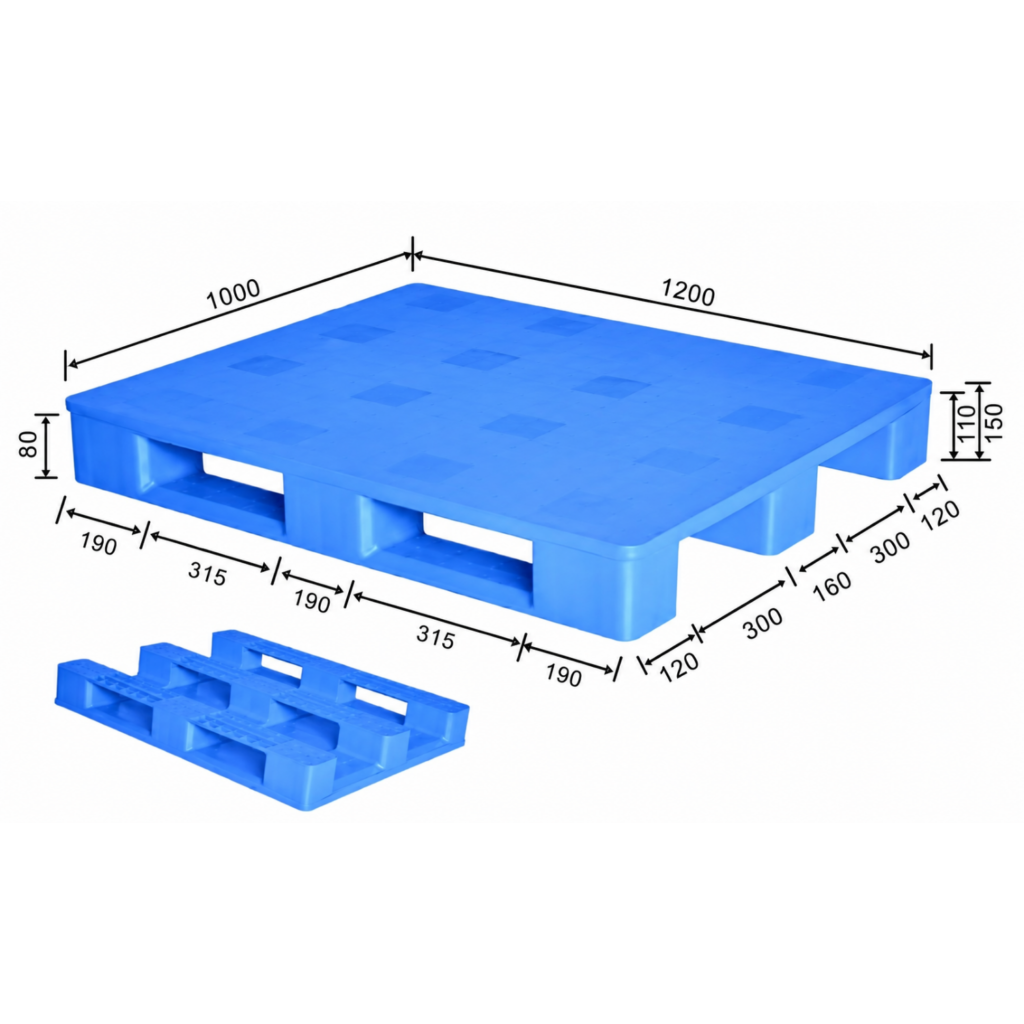 1200 × 1000 × 150mm Rackable Closed Deck Pallet