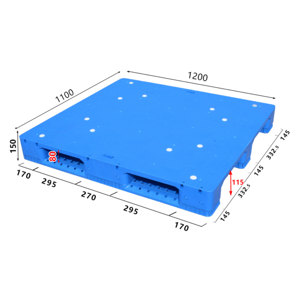 1200 × 1100 × 150 mm Flat Deck Plastic Pallet