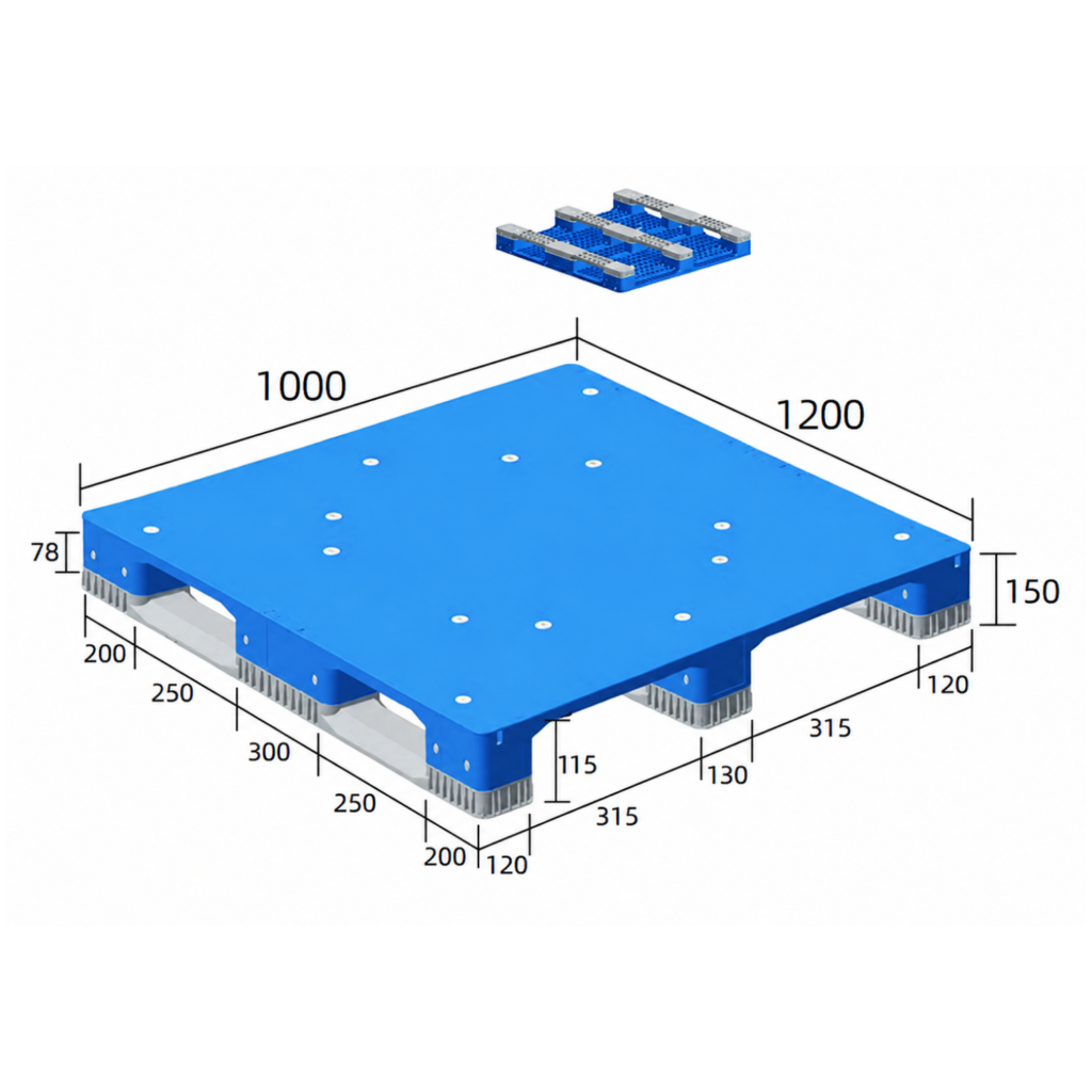 1200 × 1000 × 150 mm Sanitary Plastic Pallet