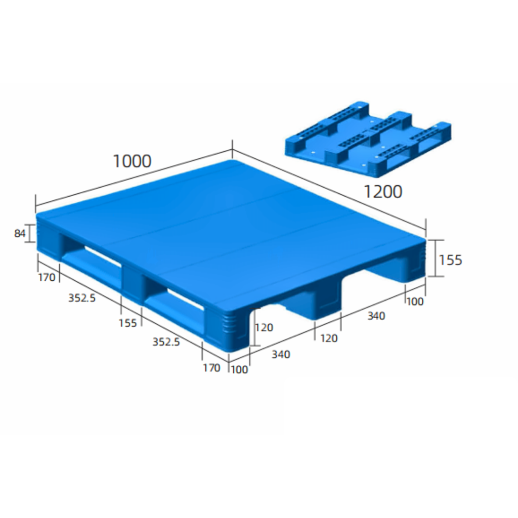 1200 × 1000 × 155 mm Hygienic Closed Deck Pallet