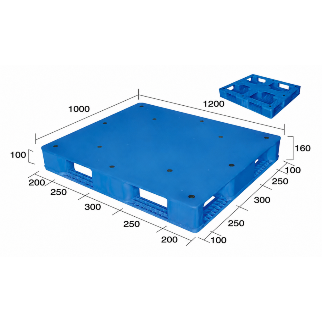 1200 × 1000 × 160 mm Food Grade Plastic Pallet