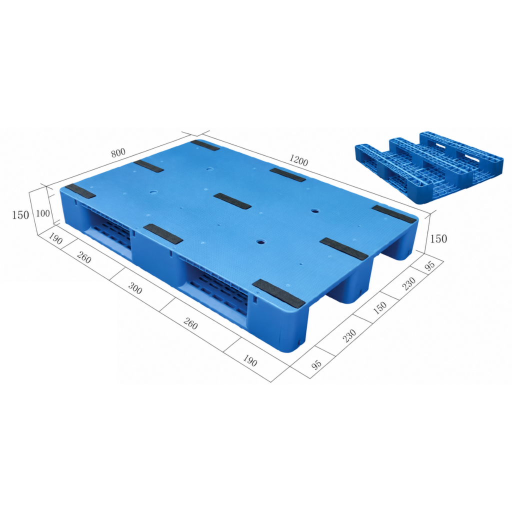 1200 × 800 × 150 mm Anti-Slip Deck Plastic Pallet