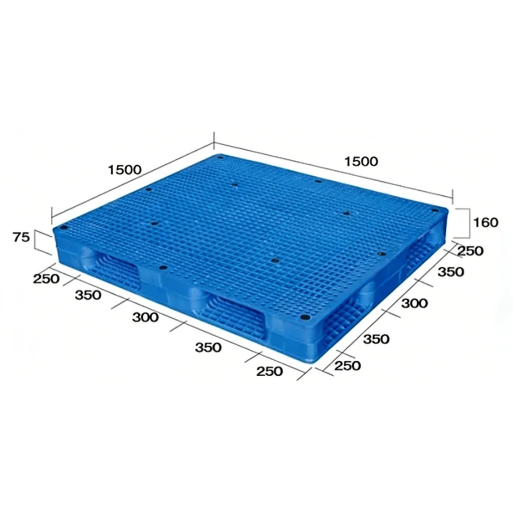 Oversized double-faced plastic pallet for large furniture storage